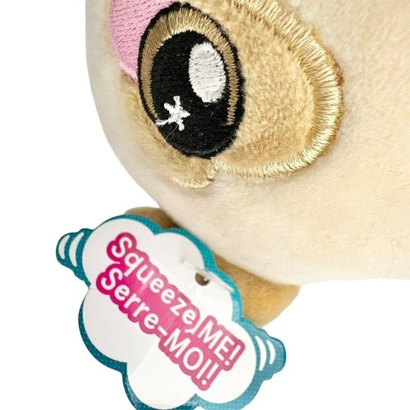 Squeezamals Dan the Dog Brown Puppy Plush Pink Cheeks 4" Stuffed Animal - Picture 3 of 9